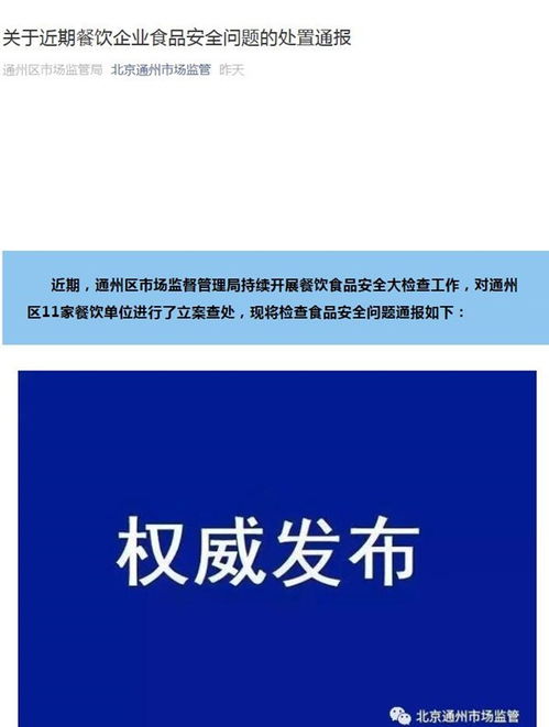 北京通州通報(bào)11家餐飲企業(yè)食安問(wèn)題 一點(diǎn)點(diǎn) 華萊士等企業(yè)在列